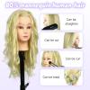 22" MQHIHI Mannequin Head Human Hair Cosmetology Manikin Doll Head with 80% Real Human Hair for Hairdresser Practice Cutting Braiding Hair Styling with Clamp Holder and Tools (Blond) view 3
