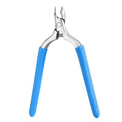 Cmetta Precision Cuticle Nippers Trimmer with Silicone Handles, Spring-Loaded Stainless steel Nail Clippers for Manicure Pedicure, Refined Edge Cuticle Remover Cutter Pusher Kit Tools (Blue 1-PACK)