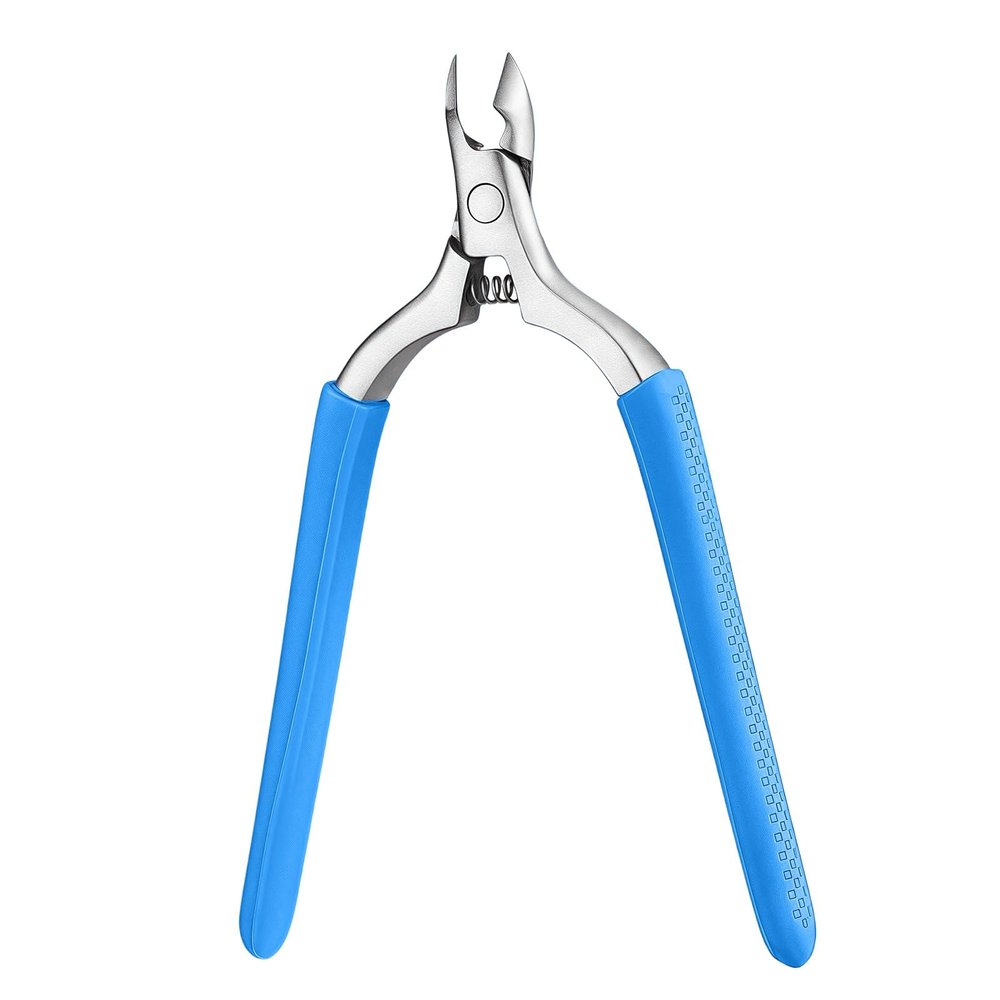 Cmetta Precision Cuticle Nippers Trimmer with Silicone Handles, Spring-Loaded Stainless steel Nail Clippers for Manicure Pedicure, Refined Edge Cuticle Remover Cutter Pusher Kit Tools (Blue 1-PACK)
