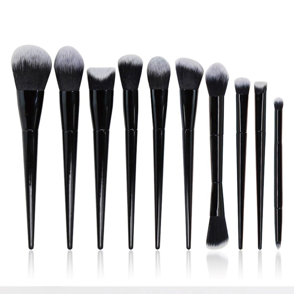 10 Pieces of Makeup Brush Set Full Set of Black Powder Eye Shadow Brush Beauty Tools