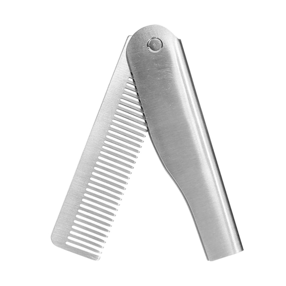 ETHZZLE Stainless Steel Hair and Beard Comb for Men Compact Lightweight Pocket Styling Comb with Cover for Travel and Daily Grooming Static Fine Tooth Design for Easy Detangling and Oil