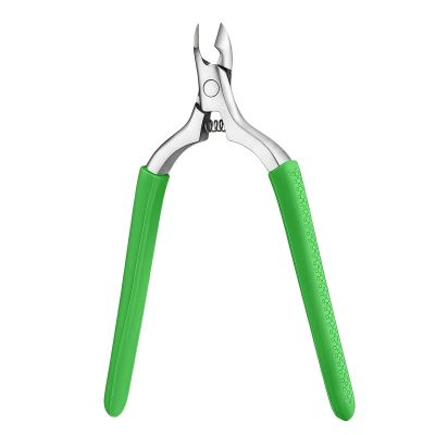 Cmetta Precision Cuticle Nippers Trimmer with Silicone Handles, Spring-Loaded Stainless steel Nail Clippers for Manicure Pedicure, Refined Edge Cuticle Remover Cutter Pusher Kit Tools (Green 1-PACK)