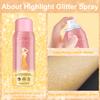 Hair and Body Glitter Spray, Holographic Glitter Highlighter Powder, Hairspray for Clothes, Face Body Shiny Glitter, Loose Shimmer Hairspray Festival Rave Prom Accessories, 2.11 Fl Oz(Gold) view 4