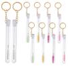 CLISPEED 10 pcs Eyelash Brush with Tubes and Gold Keychains Portable Makeup Lash Brushes for Women and Crystal Handle Design Safe Plastic Material Easy Storage and Stylish Gift view 1