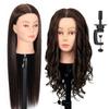 22" MQHIHI Mannequin Head Human Hair Cosmetology Manikin Doll Head with 80% Real Hair for Hairdresser Practice Cutting Braiding Hair Styling with Clamp Holder and Tools (Dark Brown) view 1