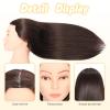 22" MQHIHI Mannequin Head Human Hair Cosmetology Manikin Doll Head with 80% Real Hair for Hairdresser Practice Cutting Braiding Hair Styling with Clamp Holder and Tools (Dark Brown) view 2