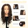 22" MQHIHI Mannequin Head Human Hair Cosmetology Manikin Doll Head with 80% Real Hair for Hairdresser Practice Cutting Braiding Hair Styling with Clamp Holder and Tools (Dark Brown) view 3