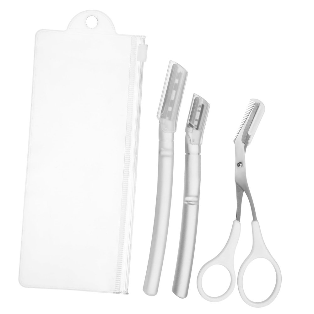MUSISALY Eyebrow Trimming Kit Transparent with Razor and Scissors Precise Flexible Grooming Tools for Safe Shaping and Tailoring Eyebrow Peaks Tails and Hairs