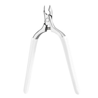 Cmetta Precision Cuticle Nippers Trimmer with Silicone Handles, Spring-Loaded Stainless steel Nail Clippers for Manicure Pedicure, Refined Edge Cuticle Remover Cutter Pusher Kit Tools (White 1-PACK)