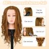 22" MQHIHI Mannequin Head Human Hair Cosmetology Manikin Doll Head with 80% Real Hair for Hairdresser Practice Cutting Braiding Hair Styling with Clamp Holder and Tools (Light Brown) view 3