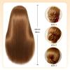 22" MQHIHI Mannequin Head Human Hair Cosmetology Manikin Doll Head with 80% Real Hair for Hairdresser Practice Cutting Braiding Hair Styling with Clamp Holder and Tools (Light Brown) view 4