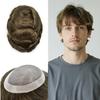 Toupee for men Human Hair Replacement System Fine Mono Mens Toupee Hairpieces Durable Monofilament NPU Hair Piece Wigs 7"X10" 5#MEDIUM LIGHT BROWN view 1