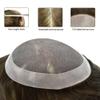 Toupee for men Human Hair Replacement System Fine Mono Mens Toupee Hairpieces Durable Monofilament NPU Hair Piece Wigs 7"X10" 5#MEDIUM LIGHT BROWN view 3