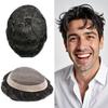 Mens Hair System Fine Mono Men Hairpieces Human Hair Replacement System Monofilament with Durable NPU Toupee for Men 5"X7" #1B20 1B# OFF BLACK WITH 20% SYNTHETIC GREY view 1