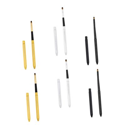 DECHOUS 6Pcs Retractable Lipstick Brushes for Women Non Stick Bionic Wool Applicators with Comfortable Handles Portable Makeup Tools for Precise Lip and Eyeshadow Application Gold Silver