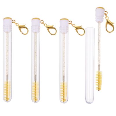 Healvian 4pcs Eyelash Brush Keychain with Accent Portable Mascara Wands Tube for Women Lightweight Reusable Eyelash Applicator Brushes for Travel and Daily Makeup Use