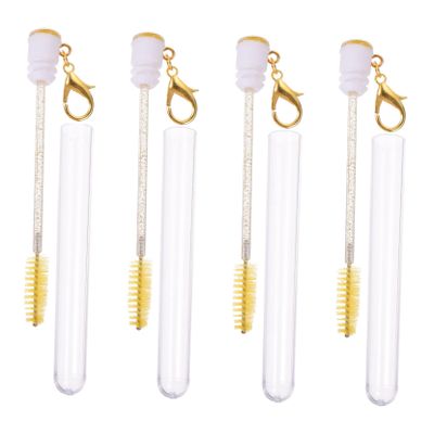 CIYODO 4pcs Reusable Brush Keychain with Detachable Mascara Wands for and Eyebrow Portable for Travel and Daily Makeup Application