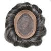 Toupee for men Human Hair Replacement System Fine Mono Mens Toupee Hairpieces Durable Monofilament NPU Hair Piece Wigs 8"X10" #1B50 1B# OFF BLACK WITH 50% SYNTHETIC GREY view 3
