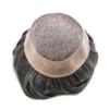 Toupee for men Human Hair Replacement System Fine Mono Mens Toupee Hairpieces Durable Monofilament NPU Hair Piece Wigs 8"X10" #1B50 1B# OFF BLACK WITH 50% SYNTHETIC GREY view 4