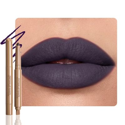 SUAKE Plump Matt Lipstick Lipliner Pencil Pack,Waterproof Crayon with Silicone Smudger for Define Contours & Sculpting Lip, Longwear Moisture Smooth Creamy Formula for Lip Makeup-10 Deep Purple