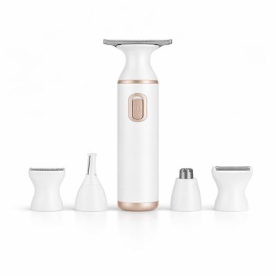 NinthAvenue Basics 5-in-1 Womens Electric Trimmer Safe for Sensitive Skin, Waterproof, Rechargeable Hair Remover with and Multiple Attachments