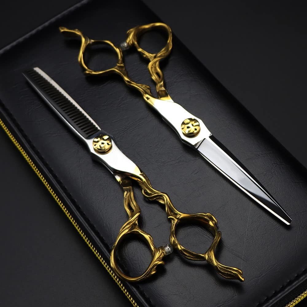 6 Inch Japan 440C Steel Hair Cutting Shears - Professional Barber Scissors with D Cut