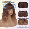 Ombre Brown Wig with Bangs for Women 12inch Short Brown Blonde Bob Wavy Curly Hair Wigs Heat Resistant Hair Replacement Wigs for Daily Use Cosplay Costume Halloween view 2