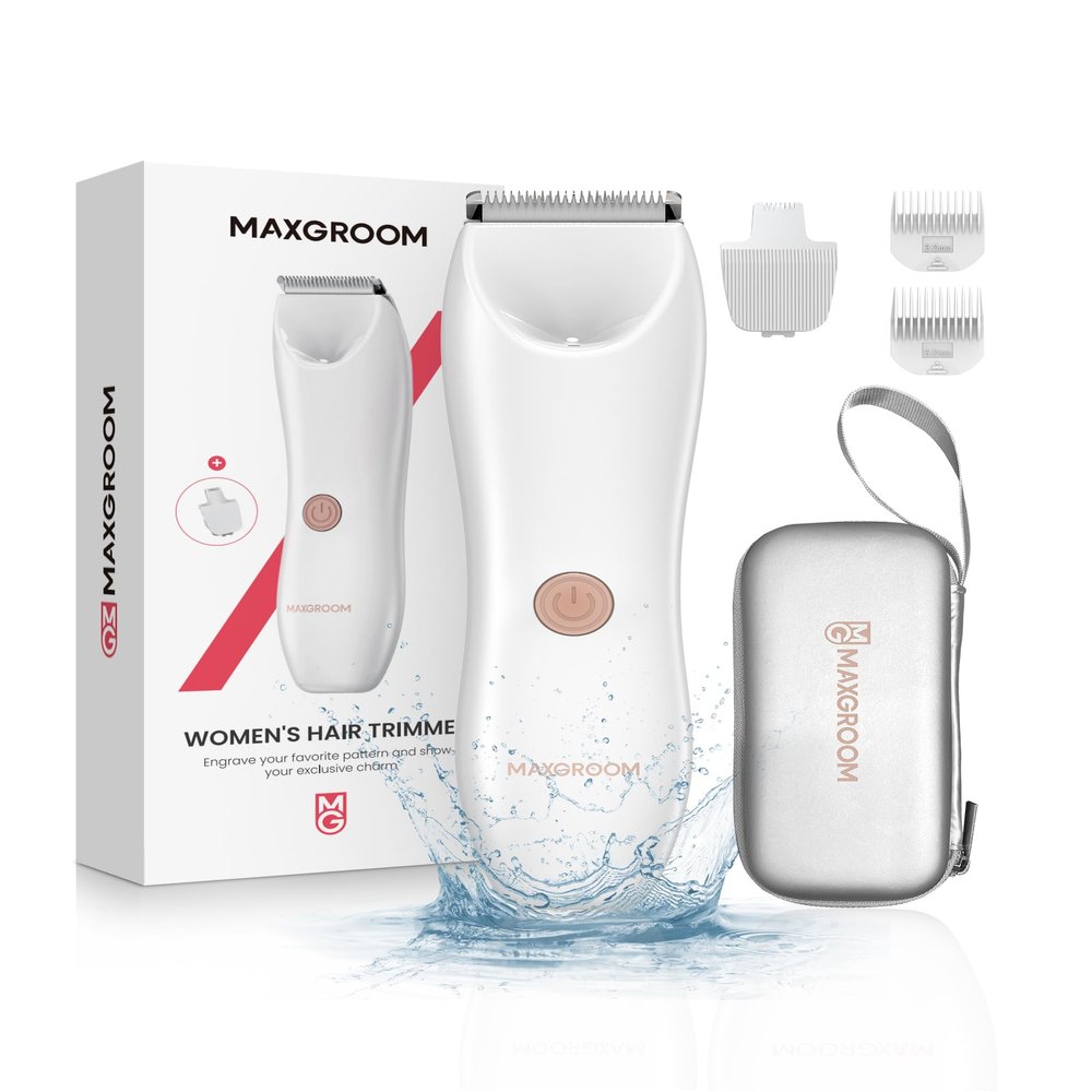 Heyfeel Women's Electric Hair Trimmer, IPX7 Waterproof Bikini Trimmer with LED Light, USB Rechargeable Razor for Pubic & Body Hair, Wet/Dry Use