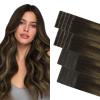 GOO GOO Invisi Edge Tape in Hair Extensions Human Hair, 2/6/2 Balayage Dark Brown to Chestnut Brown 10pcs injected with 10pcs classical tape ins, 14inch 50g, Virgin Remy Hair, Natural Look view 1