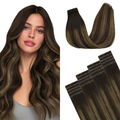 GOO GOO Invisi Edge Tape in Hair Extensions Human Hair, Natural Look, 20Pcs