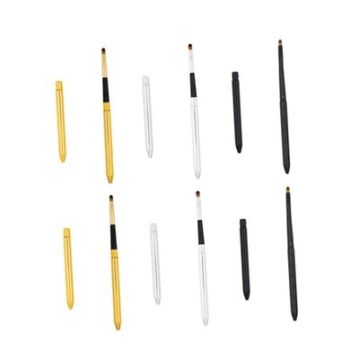 BIUDECO 6Pcs Retractable Lipstick Brush with Caps Portable Cosmetics Brushes for Precise Lip Balm and Eyeshadow Application Travel Friendly Beauty Tools in Gold Silver and Black