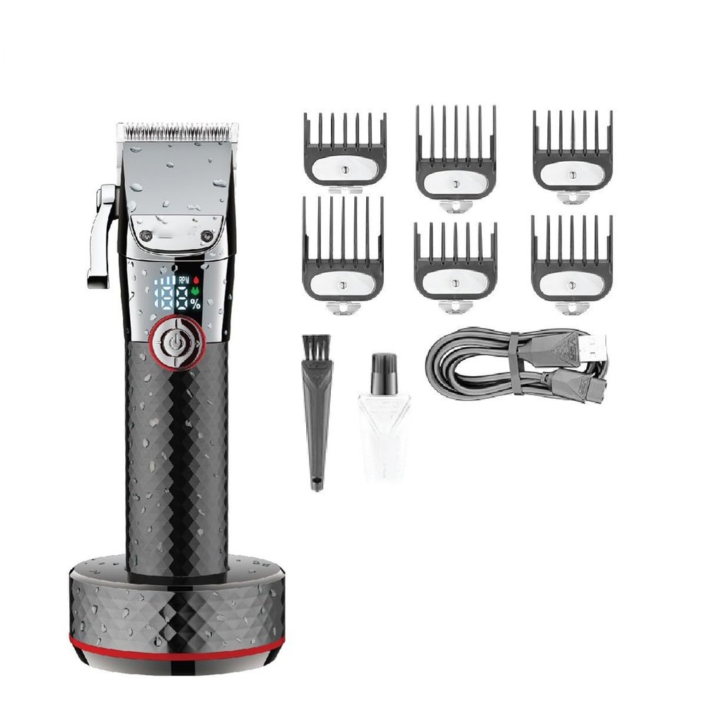 Professional Hair Clippers for Men, Hair Trimmer Professional Hair Clipper Waterproof Hair Cutting Machine Cordless Barber Rechargeable Adjustable Trimmer(Red with Box)