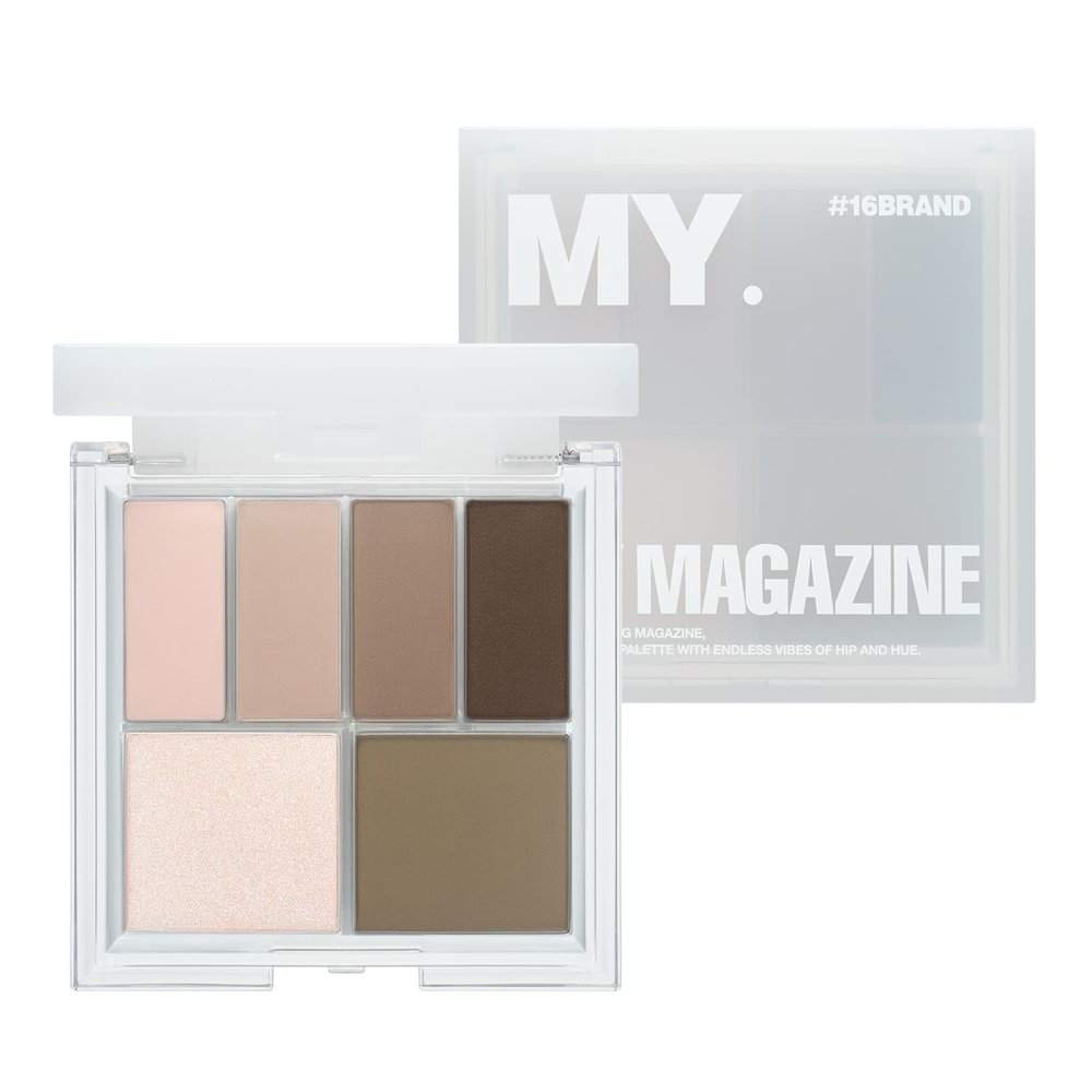 CHOSUNGAH BEAUTY My Magazine Eyeshadow Palette - Cool Mauve Brown, 5 Shadows, All-in-One Matte, Shimmer & Glitter Multi-Texture Palette for Chic Daily & Trendy Looks, 0.25oz