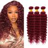 30 30 30 inch 99j Deep Wave Bundle Human Hair 99J Burgundy Bundles Human Hair Wine Red Deep Wave 3 Bundles for Women view 1