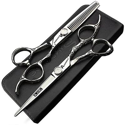 6 inch Professional Hairdressing Scissors Exquisite Purple Gemstone Hairdresser Special Tools Silver high Hardness 400c Stainless Steel Hairdressing Scissors