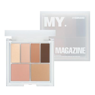 CHOSUNGAH BEAUTY My Magazine Eyeshadow Palette - Warm Beige Brown, 5 Shadows, All-in-One Matte, Shimmer & Glitter Multi-Texture Palette for Chic Daily & Trendy Looks, 0.29oz