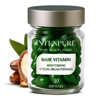 INTENPURE Hair Vitamin Capsules  Argan Oil Moisturizing Serum for Dry & Frizzy Hair  Leave-In No Wash Treatment for Soft, Shiny, Healthy Hair  30 Single-Use Capsules for Women