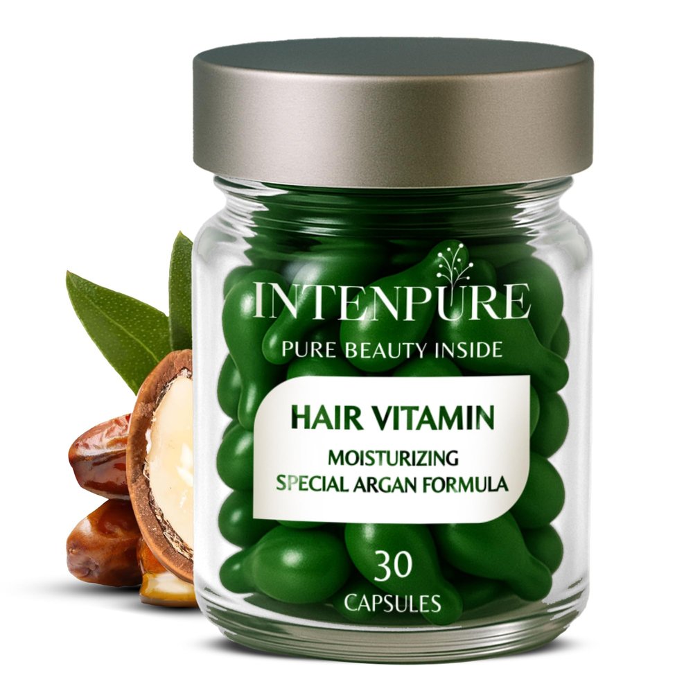 INTENPURE Hair Vitamin Capsules  Argan Oil Moisturizing Serum for Dry & Frizzy Hair  Leave-In No Wash Treatment for Soft, Shiny, Healthy Hair  30 Single-Use Capsules for Women