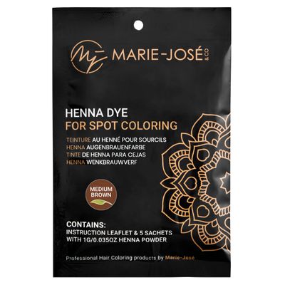 Marie-Jos & Co Henna Make-Up Coloring Set - Professional Henna Powder for Spot Coloring - Good for 50 Applications (Medium Brown)