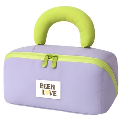 Travel Makeup Bag for Women | Portable Cosmetic Organizer with Handle & Zipper | Waterproof Toiletry Pouch for Makeup Brushes, Skincare & Accessories, Purple, Cross Open Bag