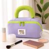 Travel Makeup Bag for Women | Portable Cosmetic Organizer with Handle & Zipper | Waterproof Toiletry Pouch for Makeup Brushes, Skincare & Accessories, Purple, Cross Open Bag view 2