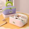 Travel Makeup Bag for Women | Portable Cosmetic Organizer with Handle & Zipper | Waterproof Toiletry Pouch for Makeup Brushes, Skincare & Accessories, Purple, Cross Open Bag view 3