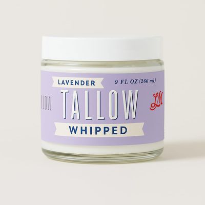 Lady May Tallow Whipped Tallow 9oz - All Natural Face Cream + Whole Body Moisturizer for Dry Skin - Made With Scented Oil Blend - No Preservatives, Parabens or Seed Oils - USA Made (Lavender)