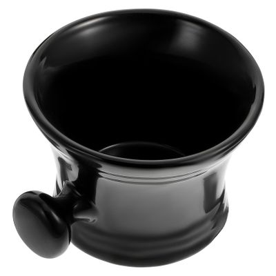 Didiseaon Ceramic Shaving Soap Mug with Handle Black Foaming Bowl for Men Comfortable Grip