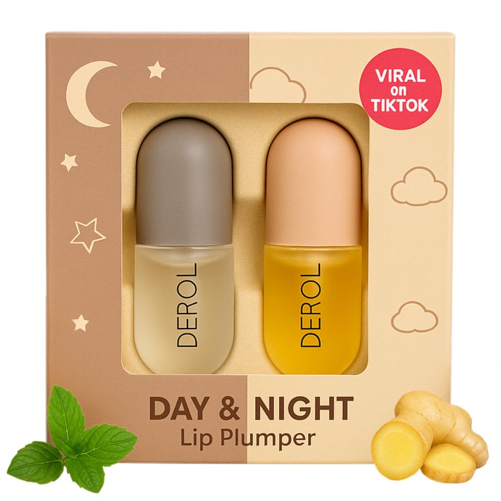 Lip Plumper Gloss Set Clear Hydrating Plumping Lip Gloss & Lip Volumizer for Fuller, Smoother Lips Nourishing Lip Enhancer Serum for Women, Day & Night Use