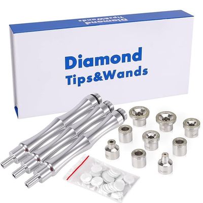Diamond Dermabrasion Set  9 Precision Replacement Tips, 3 Premium Wands & Soft Cotton Filters for Face & Body Rejuvenation