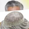 FACE MIRACLE Men's Toupee Hairpieces French Lace PU Poly Skin Human Hair Bleached Knots Natural Hairline Hand Tied Hair Replacement System for Men 7X10#1B80#1B Off Black+80% Grey view 3