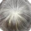 FACE MIRACLE Men's Toupee Hairpieces French Lace PU Poly Skin Human Hair Bleached Knots Natural Hairline Hand Tied Hair Replacement System for Men 7X10#1B80#1B Off Black+80% Grey view 4