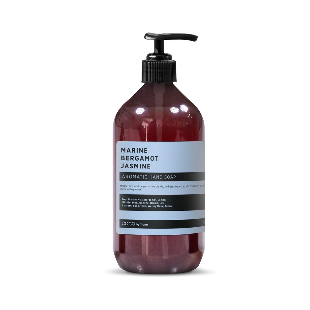 COCO by Stone 16oz Hand Soap (Marine | Bergamot | Jasmine Inspired by The Ritz Carlton) Gentle Castile-Based Wash with Long-Lasting Oceanic and Citrus Scent