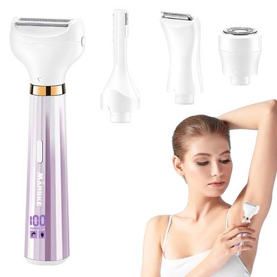 Electric Razor for Women 4 in 1 Rechargeable Electric Shaver for Lady Waterproof Portable & Skin-Friendly Painless Hair Trimmer